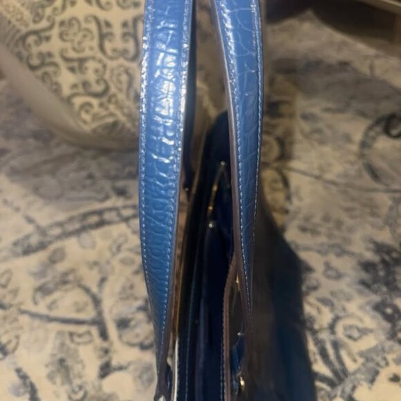 Kate Spade Croc Embossed Bristol Drive Elissa Tote Bag Blue - Picture 8 of 10